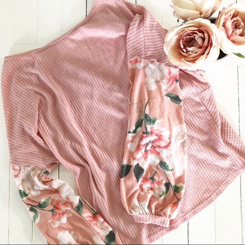 Floral Sleeve Pink Top